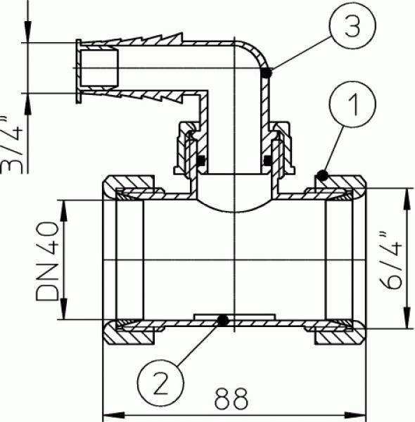 T-Stück DN40x6/4" mit HL19 HL19T/40